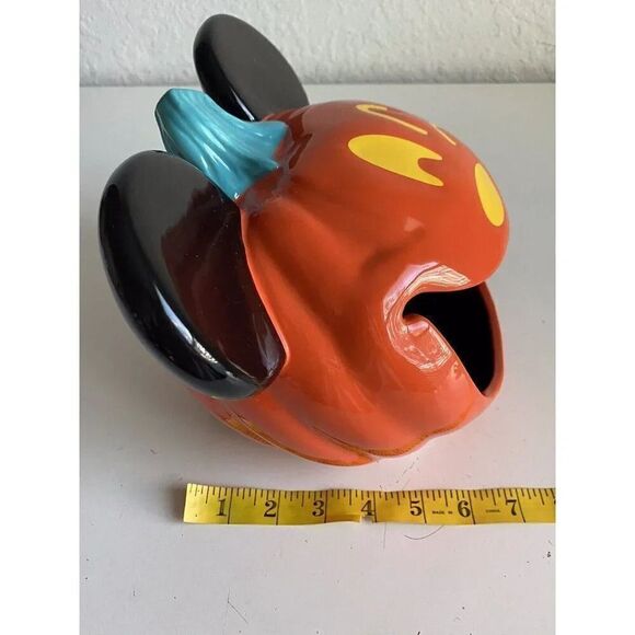 Disney Parks Mickey Mouse Candy Dish Bowl Ceramic Halloween Winking Pumpkin NEW - Picture 14 of 14